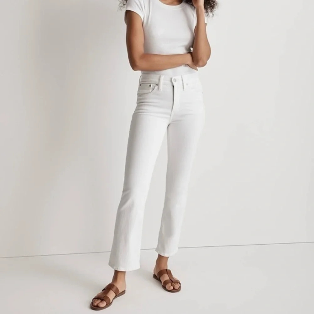 New Madewell Kick Out Crop Jeans Pure White Size 33
